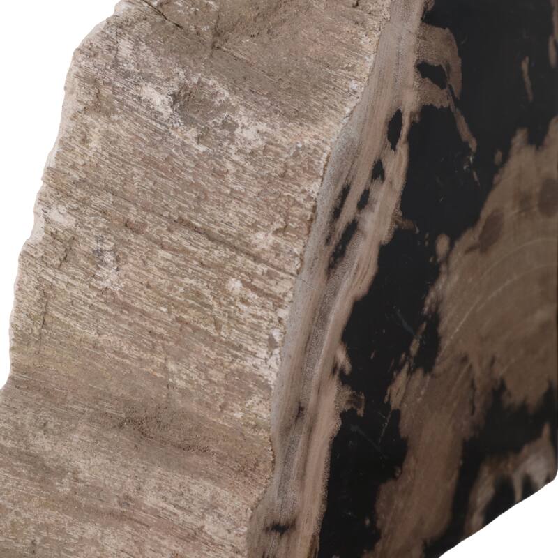 Wood Bookends Natural Slice Design Medium Size (Set of 2) - 7" Black - 5.5" x 2.25" x 7.25"