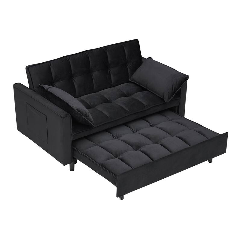 55" 3-in-1 Double Pull-Out Sofa Bed for Living Room