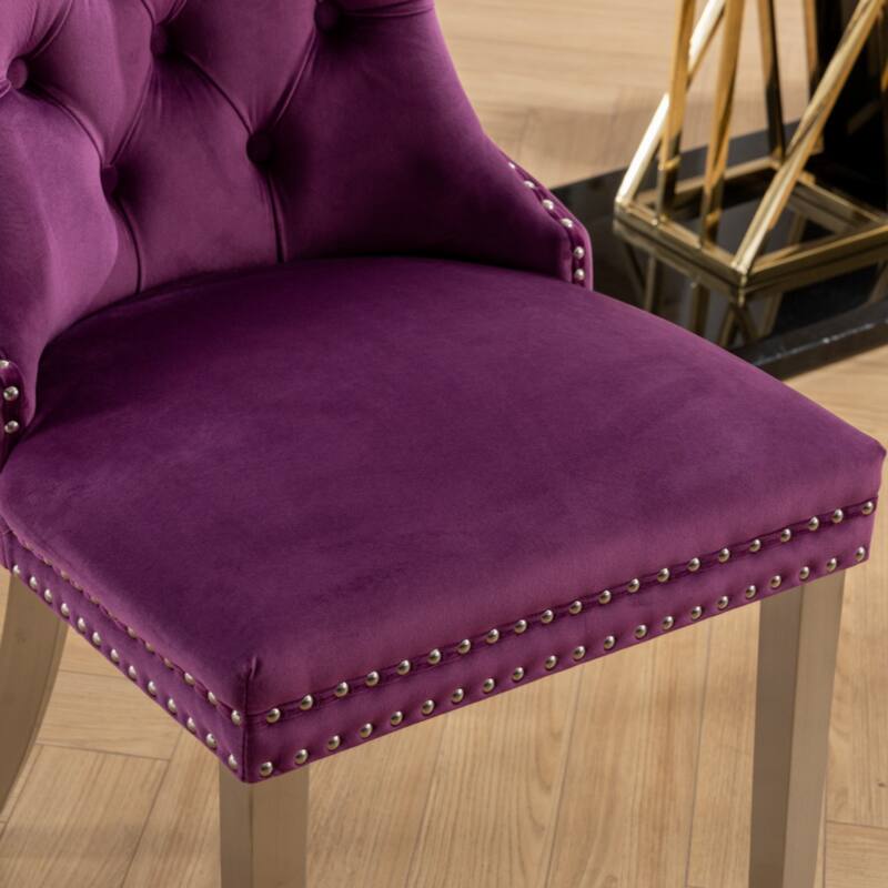 High-end Tufted Solid Wood Contemporary Velvet Upholstered Dining Chair with Chrome Stainless Steel Plating Legs