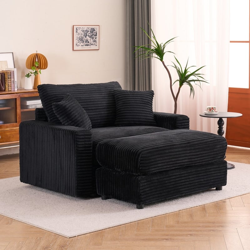 56.30" Single Sofa Chair, Independent Ottoman