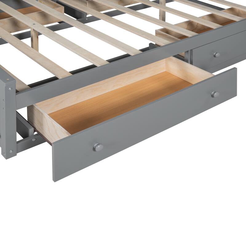 Wooden Bed With All-in-One Cabinet