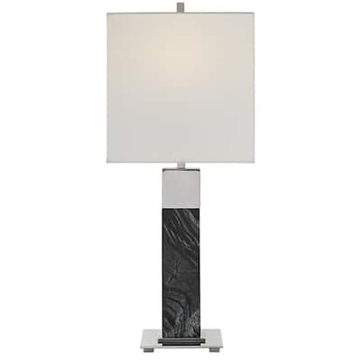 Uttermost Pilaster Black Marble Table Lamp - 27"H,   Shade 11"H x 11"W x 9"D (in)