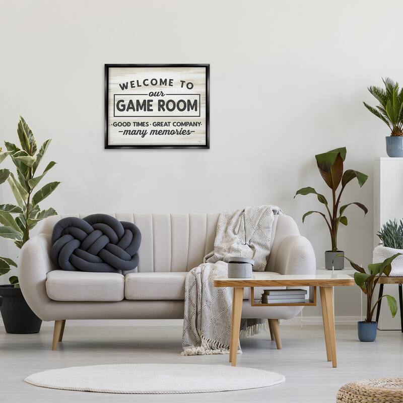 Stupell Welcome To Game Room Framed Floater Canvas Wall Art Design by Lux Me Designs