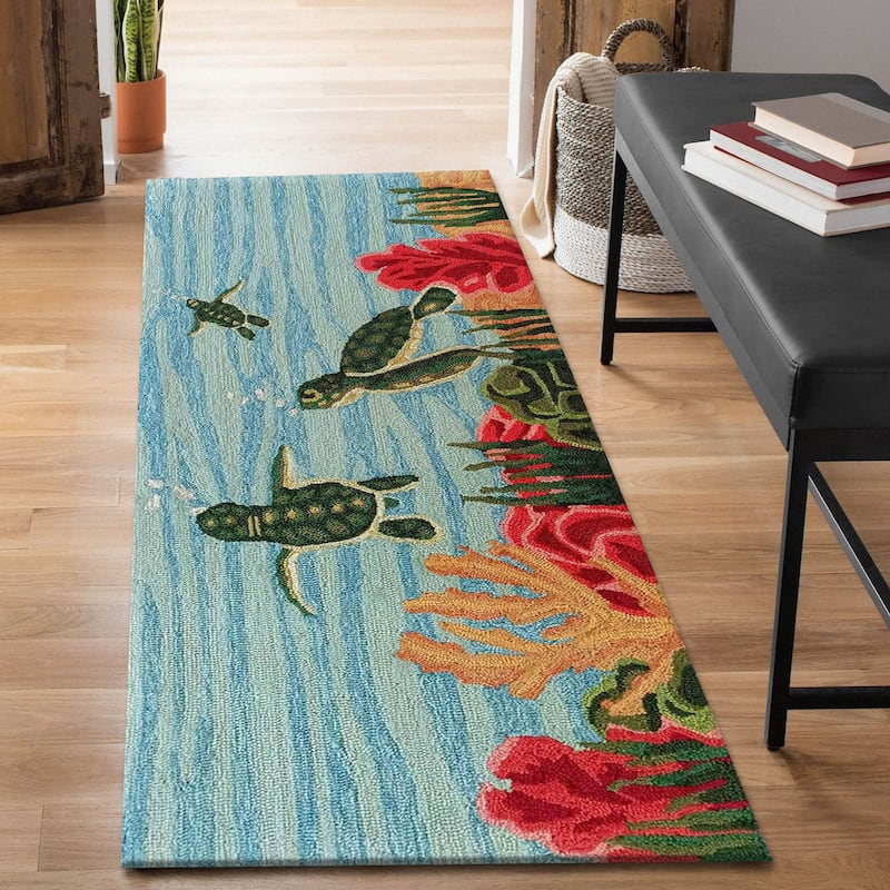 Liora Manne Frontporch Swimming Baby Turtles Indoor/Outdoor Area Rug