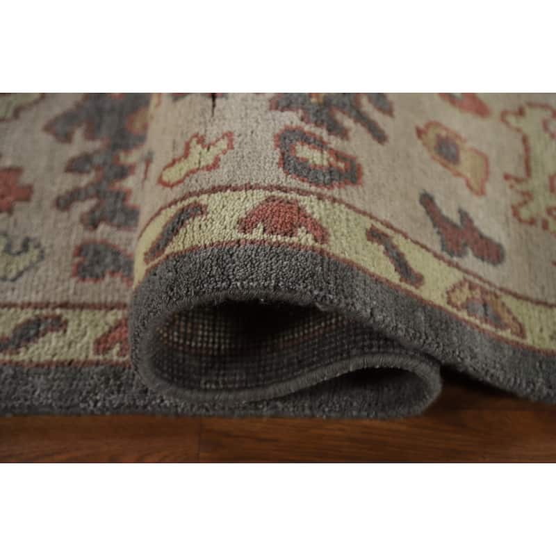 Gray Floral Oushak Oriental Area Rug Handmade Wool Carpet - 9'2"x 11'9"