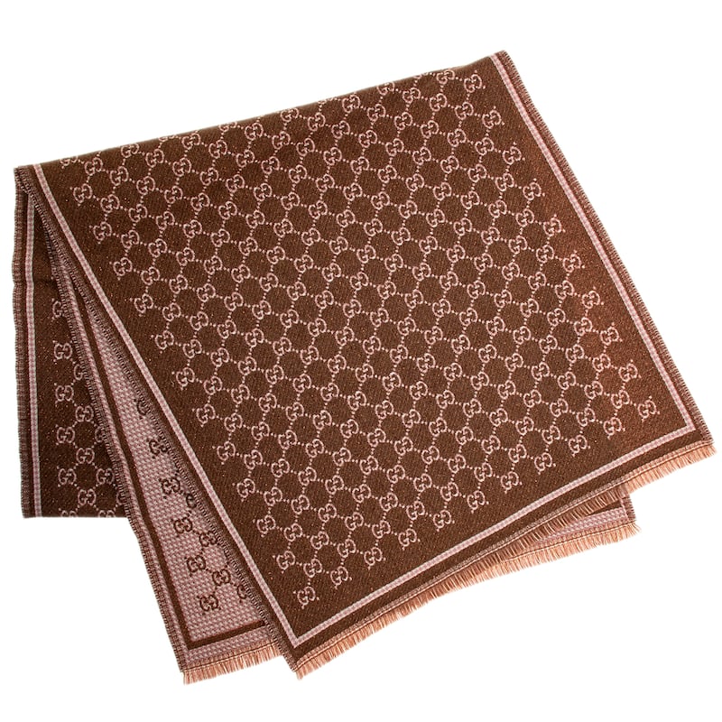 Gucci GG Wool Scarf with Metallic Thread