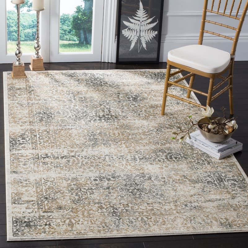 SAFAVIEH Princeton Crete Vintage Distressed Boho Oriental Polyester Rug - 8' x 10' - Silver/Anthracite