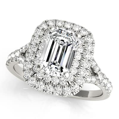 Auriya 14k White Gold Lab Grown Emerald Diamond Halo Engagement Ring 0.50 to 5.00 ct. tw. (F-G VS)