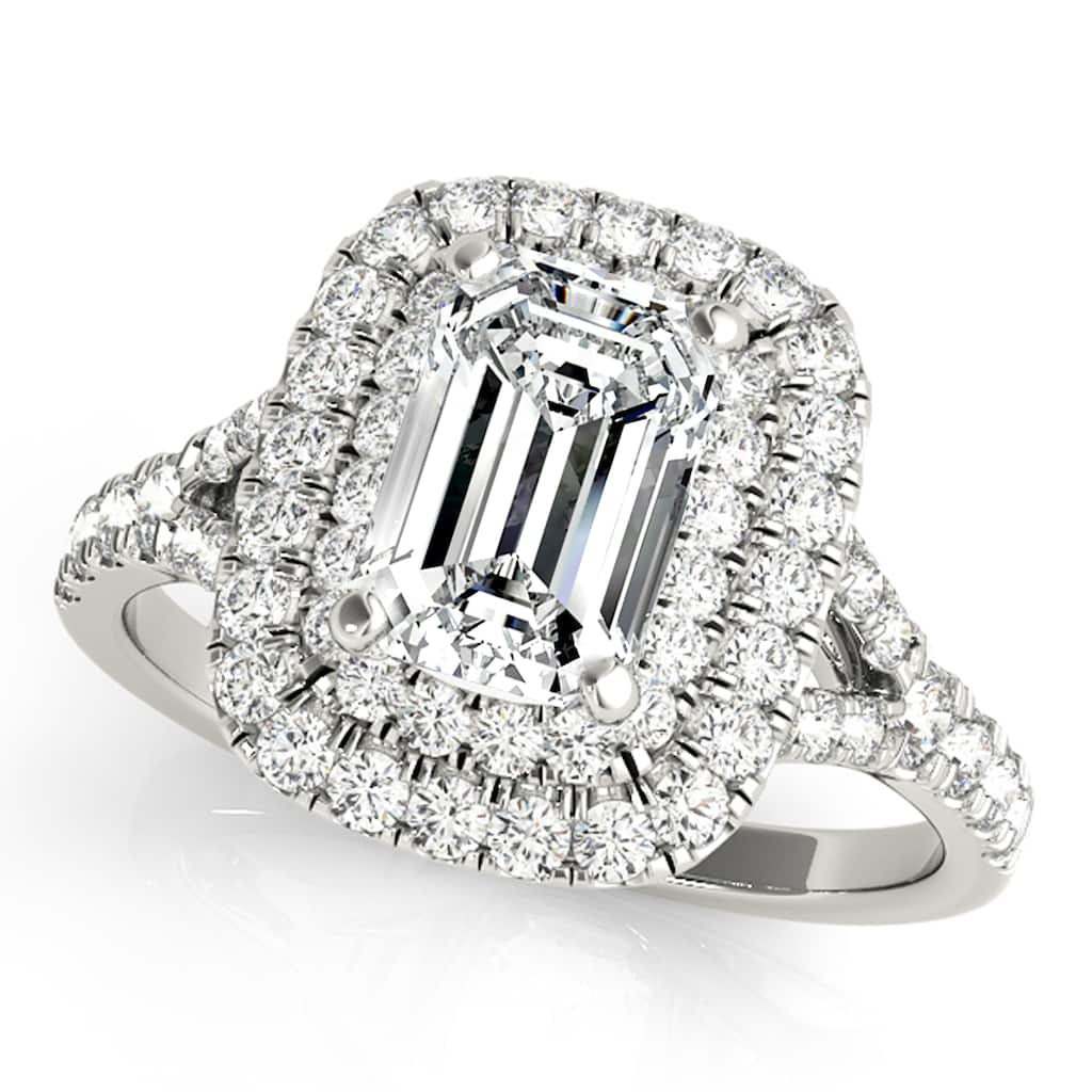Auriya 14k White Gold Lab Grown Emerald Diamond Halo Engagement Ring 0.50 to 5.00 ct. tw. (F-G VS)