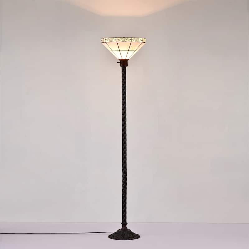 Tiffany-style Mission-style White Torchiere