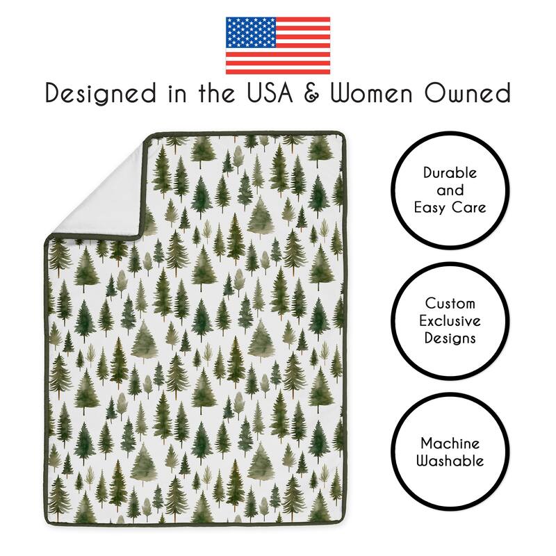 Sweet Jojo Designs Green Tree Woodland Boy Girl Unisex/Neutral 6p Crib Bedding + BreathableBaby Breathable Mesh Liner