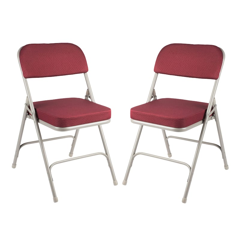 Hampden Furnishings Bernadine Collection Deluxe Fabric Padded Folding Chair, Pack of 2 - Burgundy
