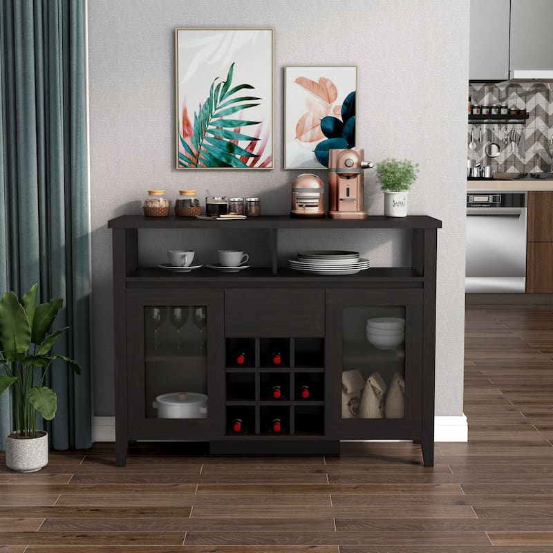 DH BASIC Transitional Espresso 9-bottle Storage Buffet by Denhour