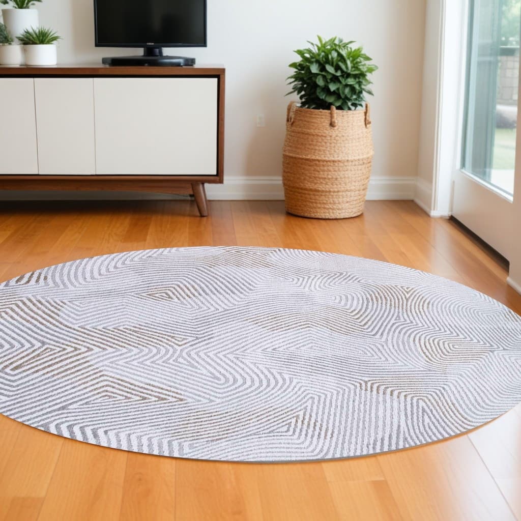 Hedu Geometric Abstract Modern Non Skid Woven Area Rug By HomeRoots - 48' X '48' X '0.2