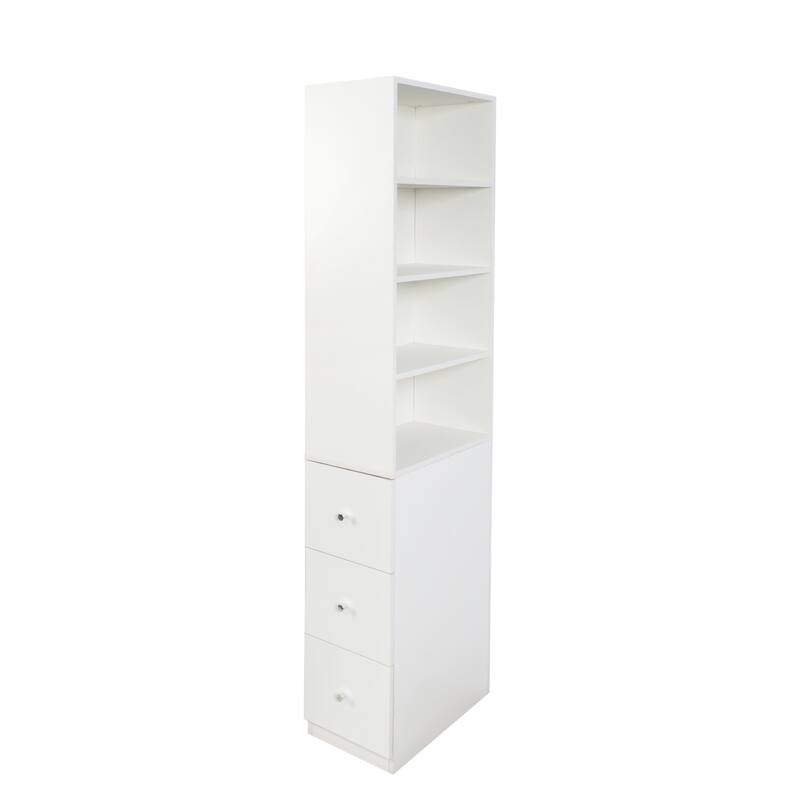 70.87" Tall Display Cabinet with 4-Tier Shelves & 3 Side Drawers, Modern Wooden Storage Bookcase for Living Room, Home Office