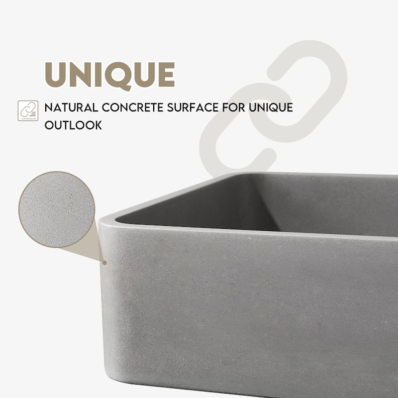 Miseno MBS-9259 Avila 19-11/16" Rectangular Concrete Vessel Bathroom