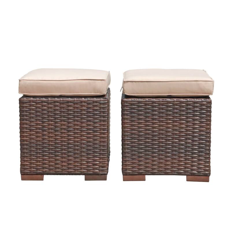 Outdoor Patio Rattan Ottoman Set (Set of 2)