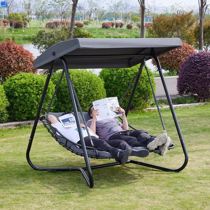 Macrout 2-Seat Hammock Swing Chair with Adjustable Canopy, Beach Chairs for adults with Thickened Cushions