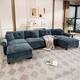 Option U-Shaped Blue Chenille/6-Seater