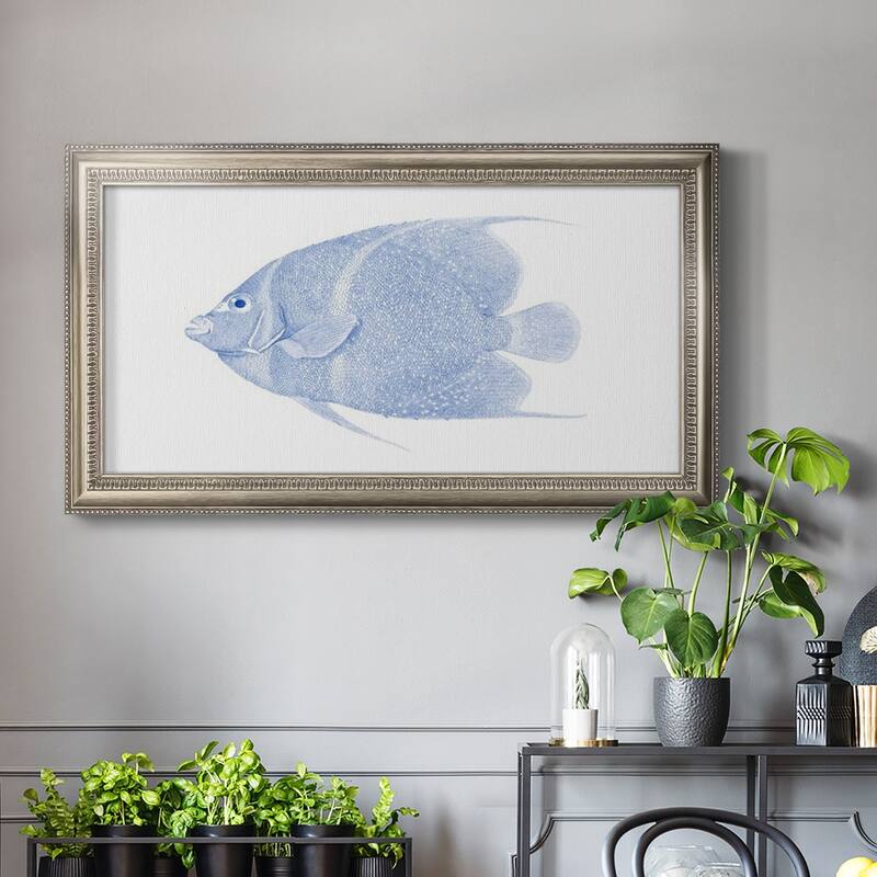 Blue & White Tropical Fish V Premium Framed Canvas- Ready to Hang