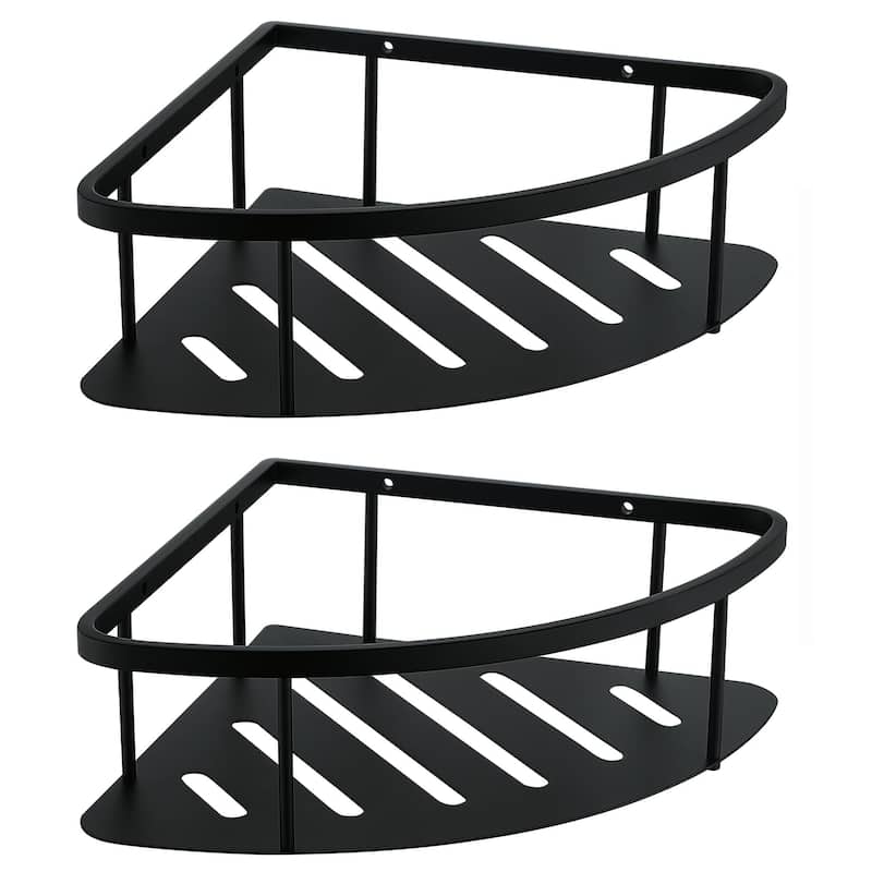 2-Pack 304 Stainless Steel Wall Mounted Corner Shower Caddy - Matte Black