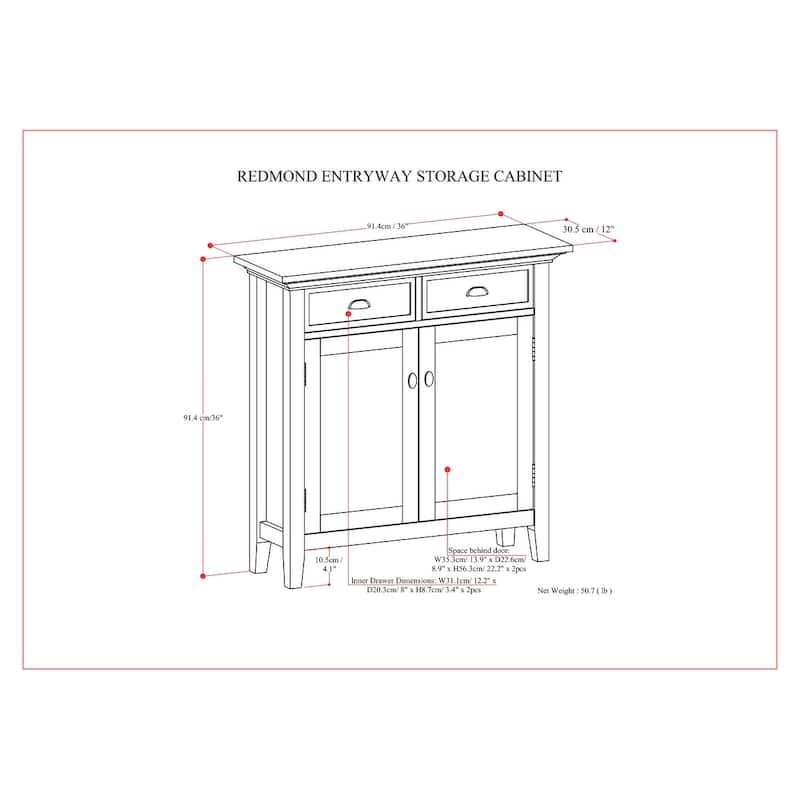 Wyndenhall Mansfield 36 inch Wide Solid Wood Transitional Entryway Storage Cabinet in Rustic Natural Aged Brown