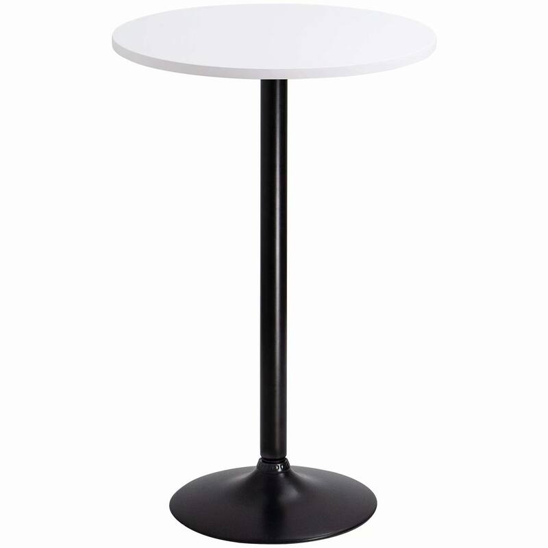 Homall Bistro Pub Table Round Bar Height Cocktail Table Metal Base MDF Top Obsidian Table with Black Leg 23.8inch Top - N/A - White