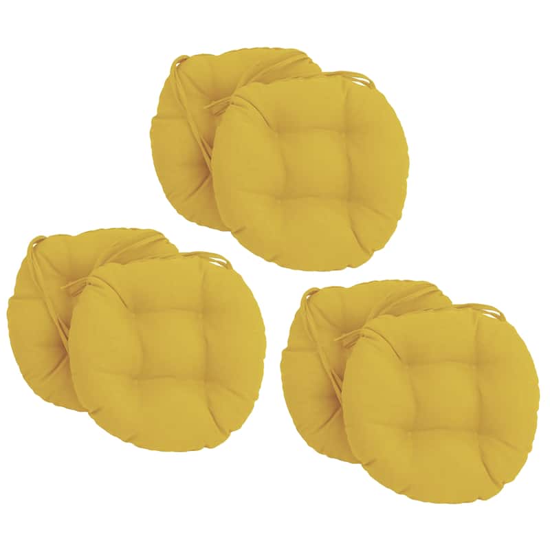 16-inch Round Tufted Indoor/ Outdoor Chair Cushions (Set of 6) - Lemon