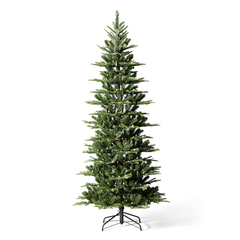 Glitzhome 7.5ft/9ft Pre-Lit Evergreen Slim Fir Artificial Christmas Tree With Strawberry Lights