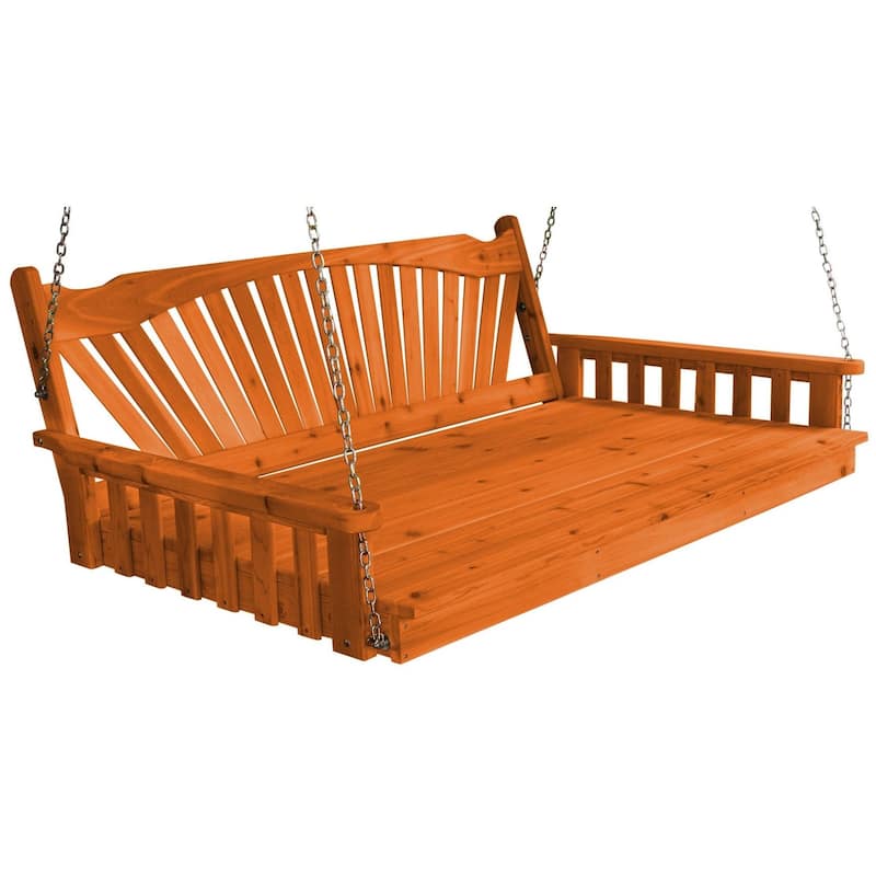 Pine 6' Fanback Swingbed - Redwood Stain