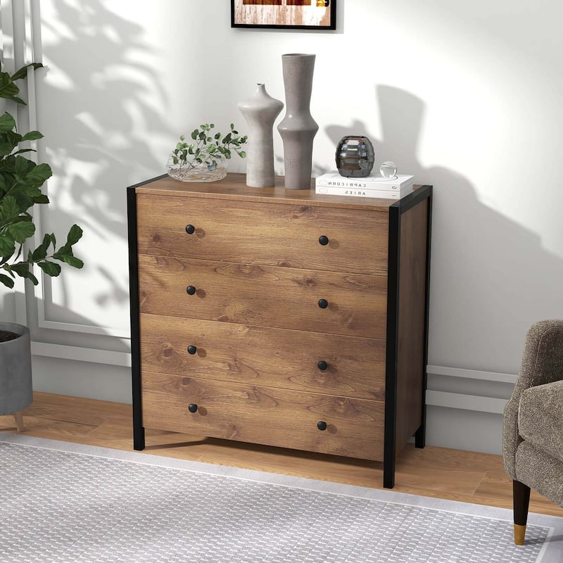 Costway 4-Drawer Dresser Modern Chest of Drawers Wooden Storage