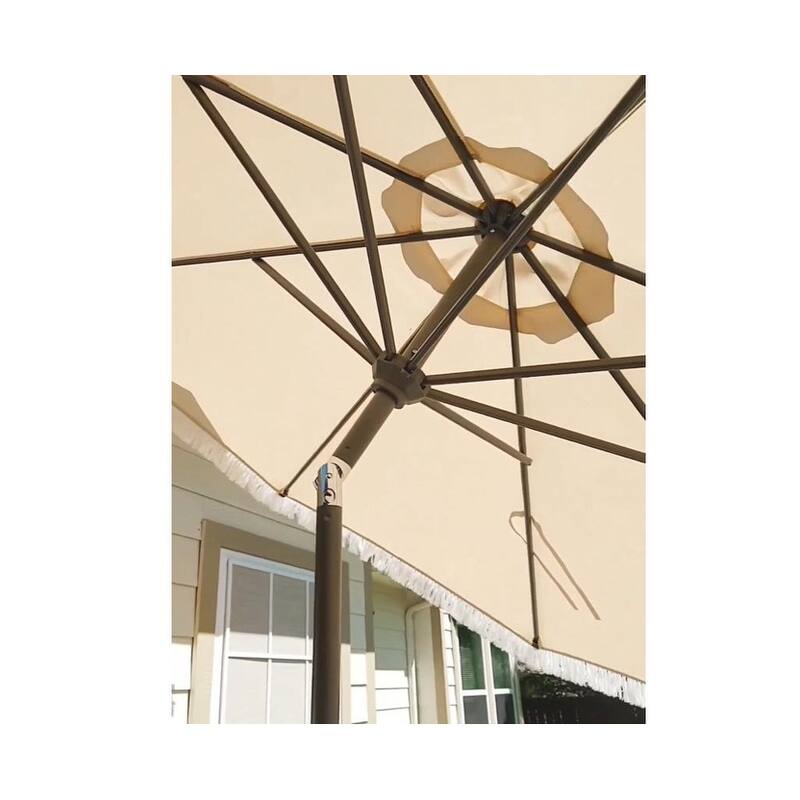 PURPLE LEAF 9 ft Patio Umbrella Outdoor Table Fringe Tassel Umbrellas with Tilt Button
