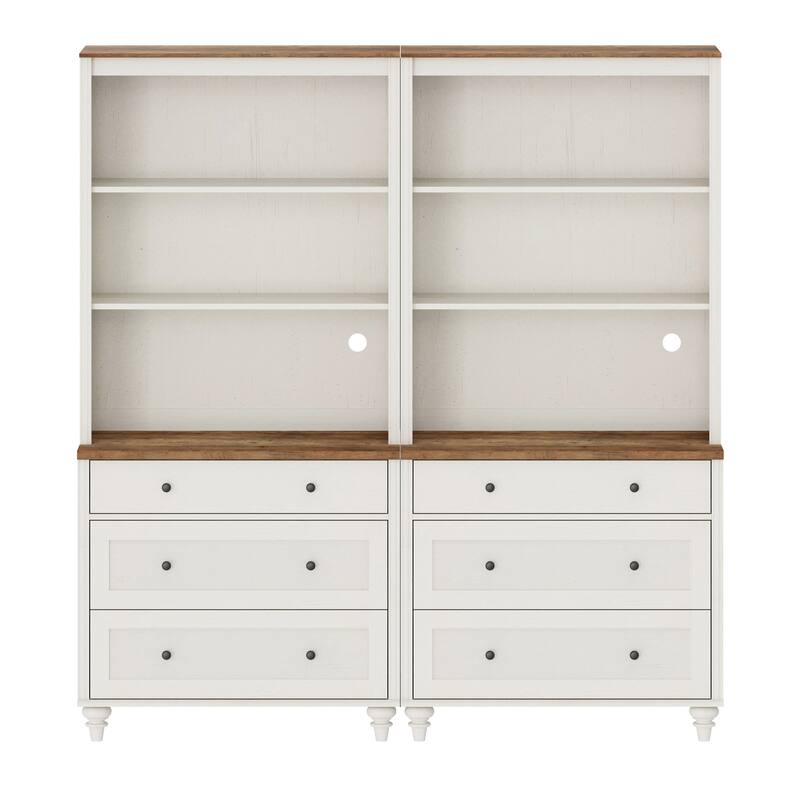White Bookcase with Doors, Large Wood Farmhouse Book Case Shelf