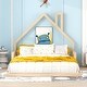 preview thumbnail 13 of 18, Modern & Simple Style Full Size Floor Bed with House-shaped Headboard,Sturdy Wood Construction