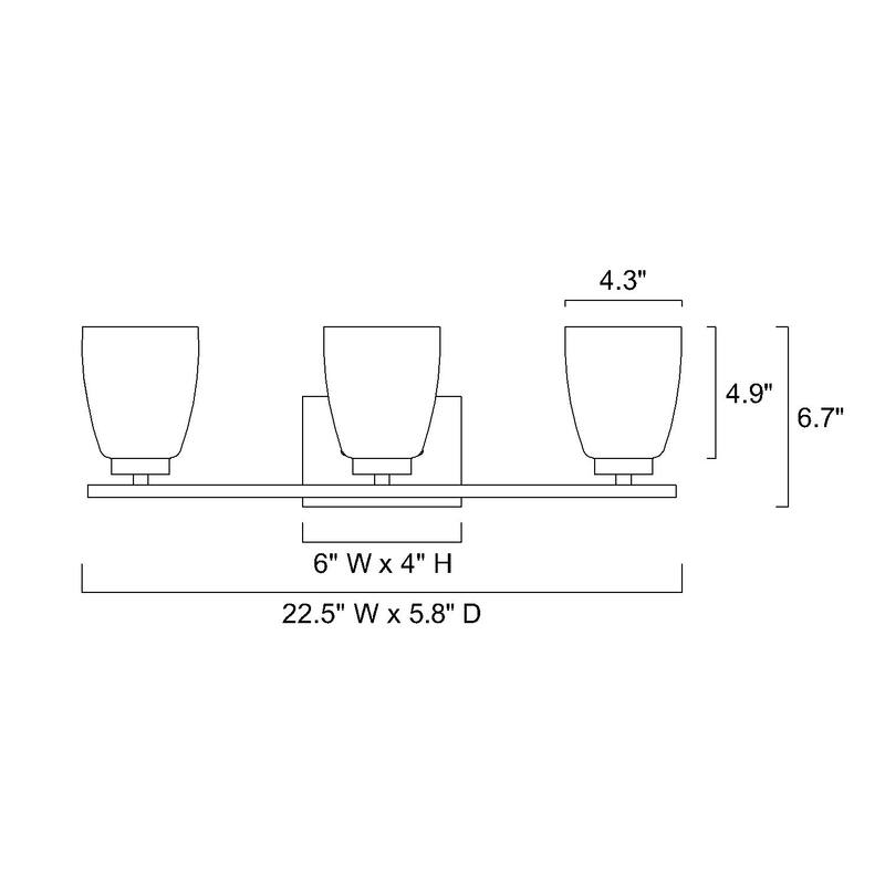 Brushed Nickel/Matte Black/Gold Modern 3-Light Vanity Light with Square Etched White Glass Shades