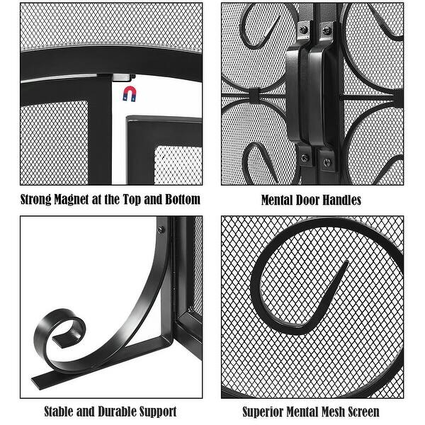 Shop Gymax Fireplace Screen With Hinged Magnetic Two Doors Flat