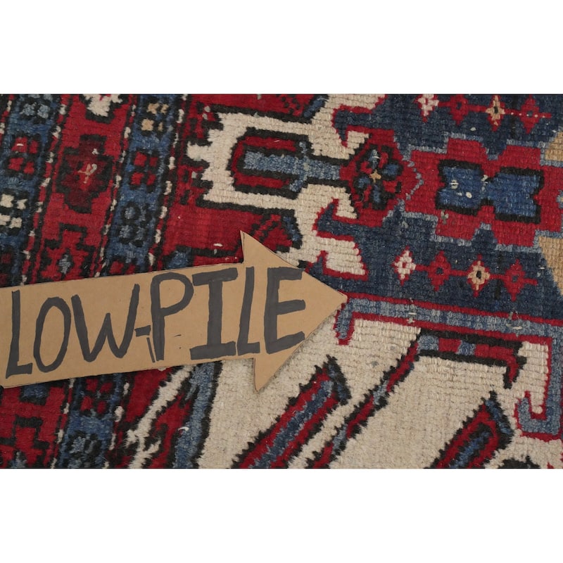 Hand Knotted Oriental 100% Wool Carpet Traditional Geometric Red Heriz Runner Rug - 10' 8'' X 3' 3''