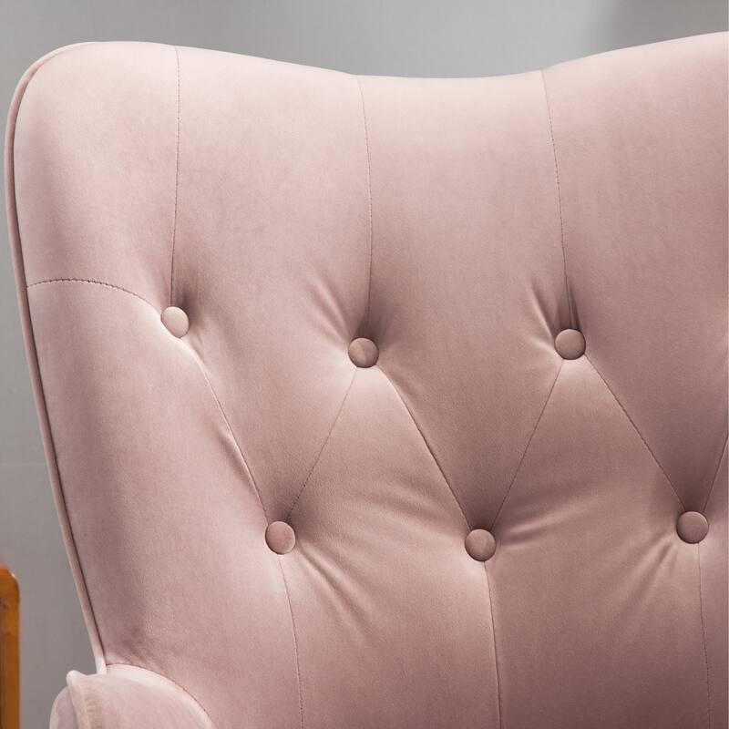 Mauve Modern 30" Polyester Button Tufted Accent Chair with Solid Wood Frame for Living Room