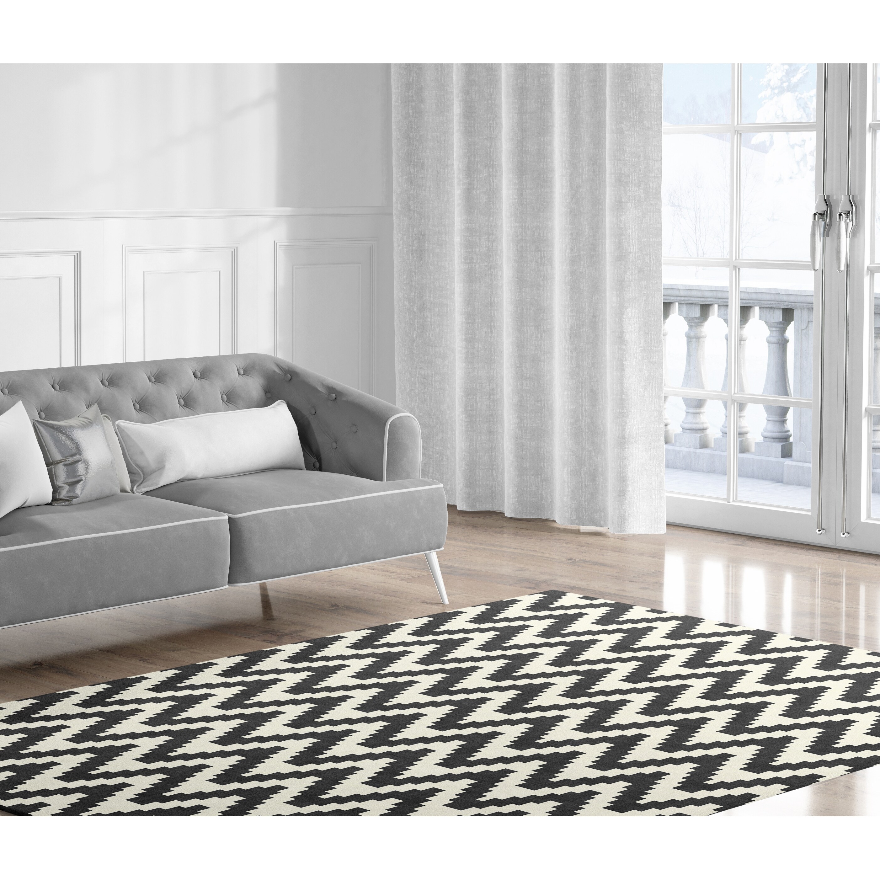 CHEVRON BLACK CREAM AND BLUSH Indoor Door Mat By Kavka Designs