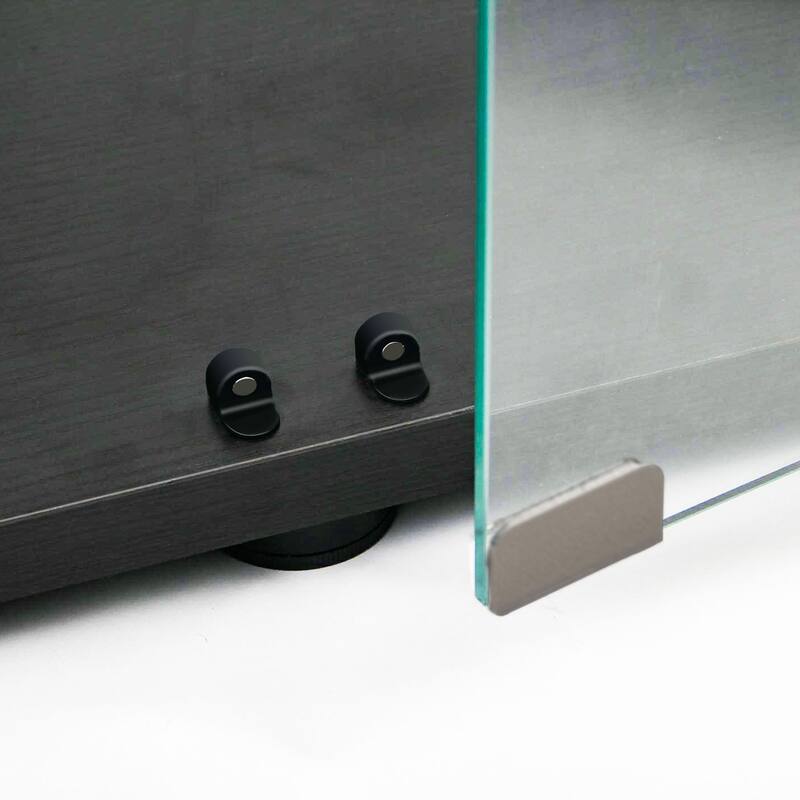 Tempered Glass Display Cabinet,Storage Cabinet,Bluetooth Led Light Strips, Lock On Door, Tempered Glass Top, Casters At Bottom