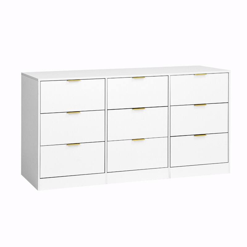 9-Drawer Modern Dresser with Handle-Free Design, Wood Storage Chest for Bedroom or Entryway