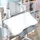 preview thumbnail 2 of 8, Kids Desk and Chair Set, Height Adjustable Kids School Study Desk and Chair Set with Tilt Desktop - Gray