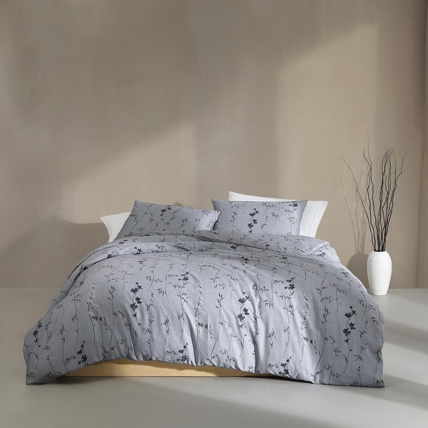 Calvin Klein Wildflower Cotton Reversible Purple Comforter Set - Queen