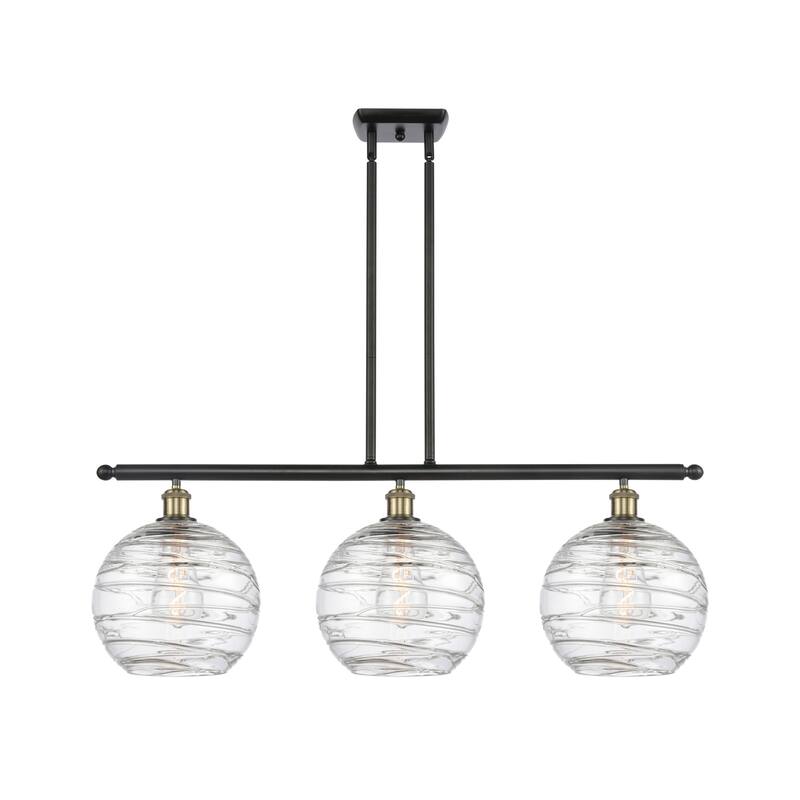 Innovations Lighting 516-3I-13-37 Athens Linear Athens 3 Light 37" - Black Antique Brass / Clear Deco Swirl