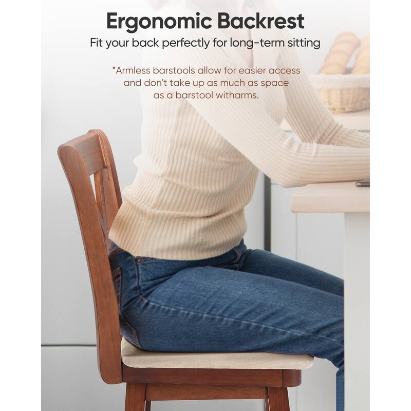 Double X Back Wood 360° Swivel Bar Stool with Foot Rest Upholstered Cushion