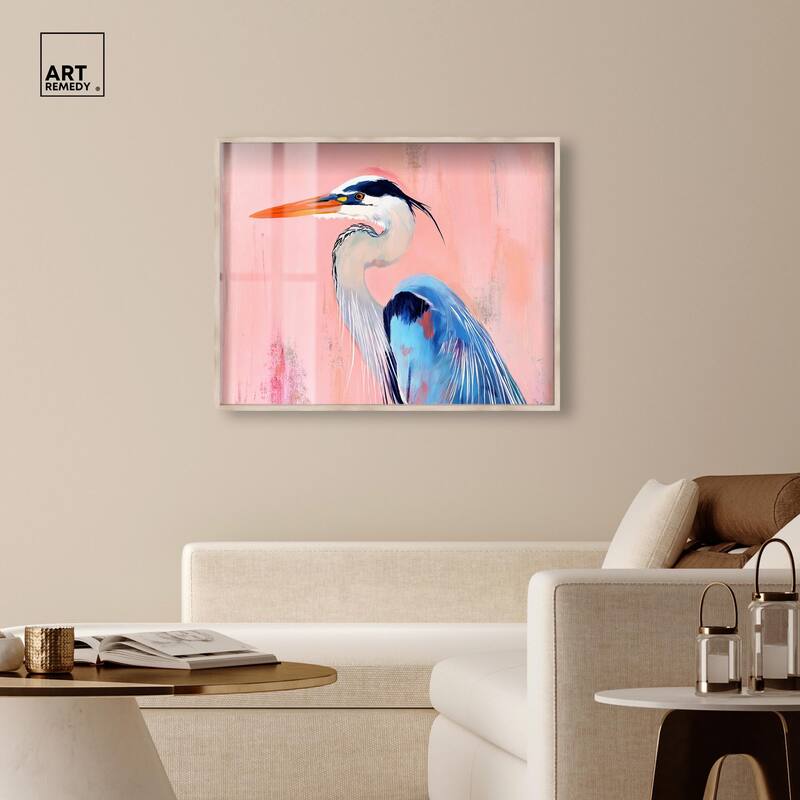 Rosy Dawn Heron Shadowbox by Art Remedy