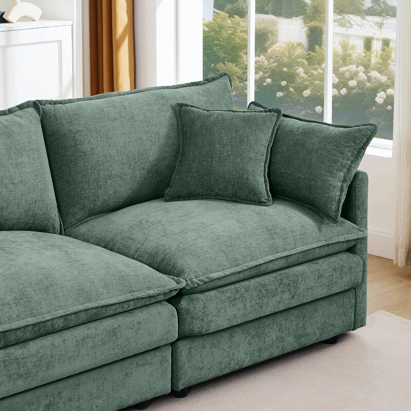 Modular Sectional Sofa, 102 Inch L Shaped Couch Set for Living Room, 3-Seater Comfy Cloud Couches with Movable Ottoman