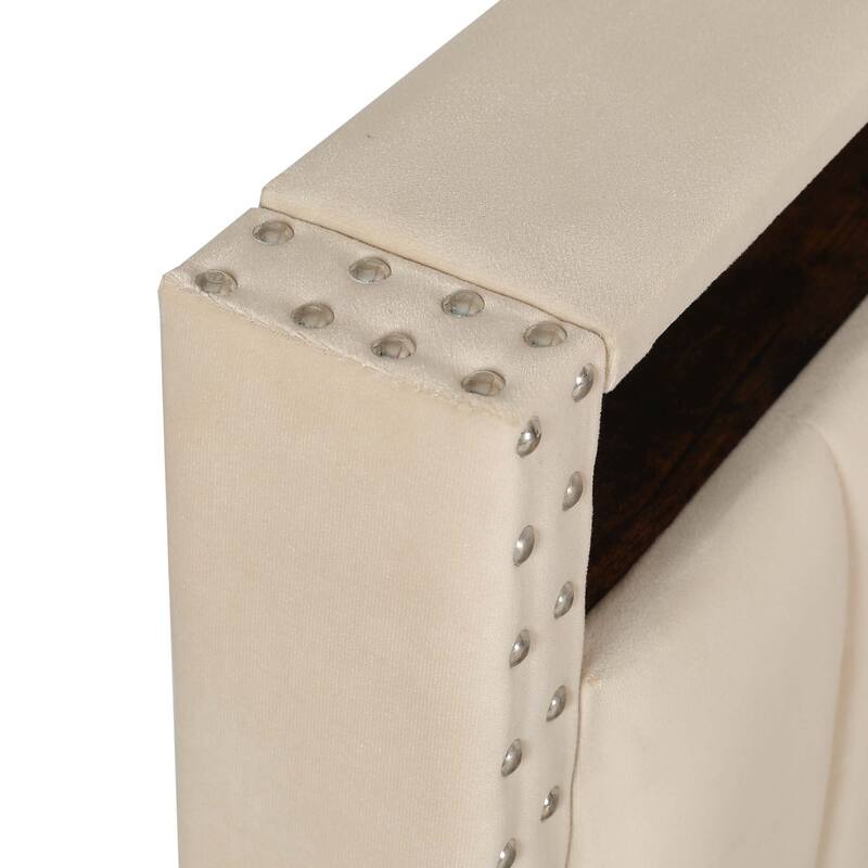 Moasis Full/Queen/King Velvet Upholstered Platform Bed Bedframe with Charging Station and 4 Storage Drawers
