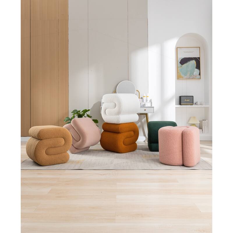 S-shape Teddy Fabric Ottoman