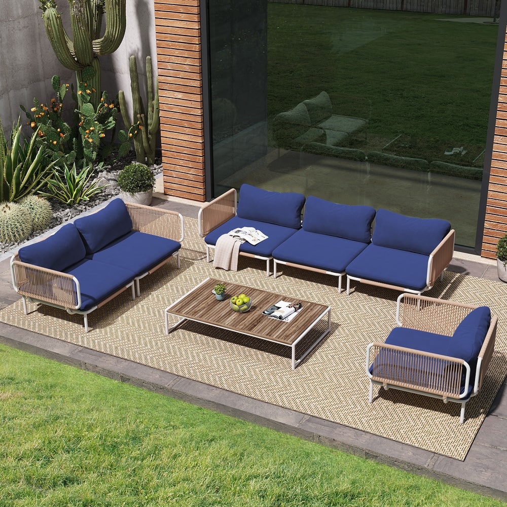 Outdoor Cushioned Sectional Sofa Chat Set Patio Furniture Conversation Set, Free Combination